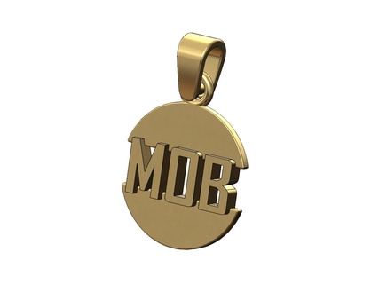 mob split round pendant bail 3d print model gangster bling necklace jewelry printable jewellery charm bracelet gold silver fashion small hip hop 3d print model - Mito3D