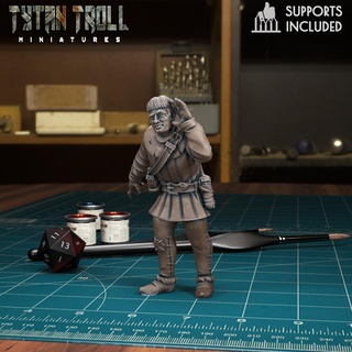 mob villager 09 pre-supported Game miniatures fantasy 32mm mobsters villagers creatures dnd people folks rabble 3d print model - Mito3D