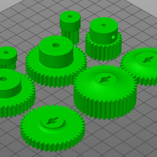 mod 1 10 gear set pinion spur gadget 1-10 3D print model - Mito3D