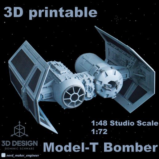 model t bombardeiro jogos Estrela guerras escalomodelo nave espacial Skywalker Lucas darth Vader Império gravata interceptor imperial lutador estelar 3D print model - Mito3D