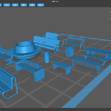 model diorama realistic bench pack architecture miniature tt scale table litter bin sla optimized 3d print model - Mito3D