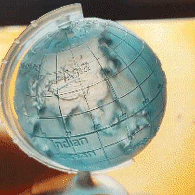 model earth globe sphere transparent oceans continents globe earth layout miniature tabletop transparent action motive planet map gift art toy detailed clear beauty cute figure 3d print model - Mito3D