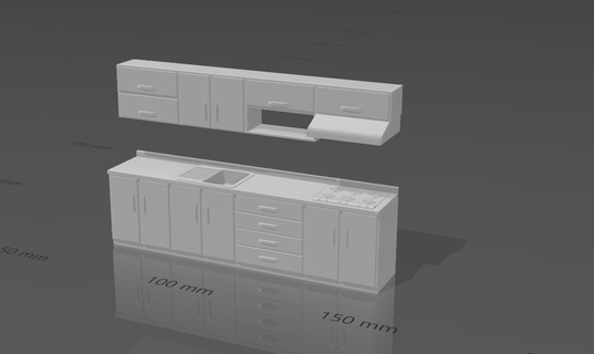 model kitchen furniture architecture bar refrigerator stove grill tarja house design 3d print model - Mito3D