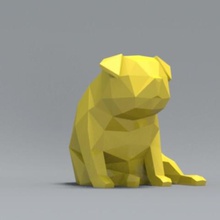 low polygon pug dog model 3d print art animallowlow poly pose funny sculpture statue 3d print model - Mito3D