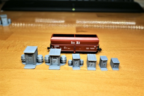 model railroad gauge n h0 - buildings track barrels building 3d print model - Mito3D