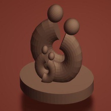 modern art family statue trophy 3d print model - Mito3D