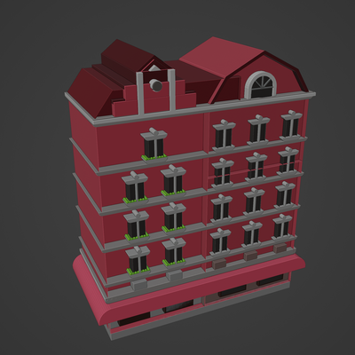 moderno edificio architettura finestra cielo appartamento casa interni tetto balcone facciata residenziale esterno storia grattacielo cartoon home cartone animato 3d print model - Mito3D