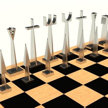 moderne échiquier art le rendu texturé tableau de bord les échecs des morceaux roi la reine tour évêque cheval peon 3d print model - Mito3D