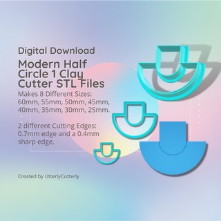 modern circle 1 clay cutter - stl digital file download- 8 sizes 2 versions earrings pendant barrette Jewelry earring polymer geometric embossed hexagon utterlycutterly utterly cutterly cookie fondant organic shape indie fashion 3d print model - Mito3D