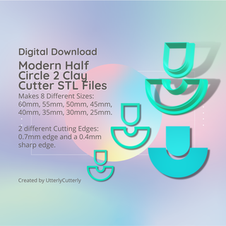modern circle 2 combo clay cutter - stl digital file download- 8 sizes versions earrings pendant barrette Jewelry earring polymer geometric embossed hexagon utterlycutterly utterly cutterly cookie fondant organic shape indie fashion 3d print model - Mito3D
