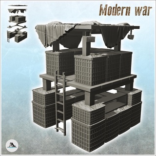 modern fortified firing post access ladder 2 - cold era warfare conflict world war 3 afghanistan iraq yugoslavia Game wargaming architecture tabletop miniatures scenery wargame game terrain house accessories europe flames ukraine contempory dead yankee crisis zombie 3d print model - Mito3D