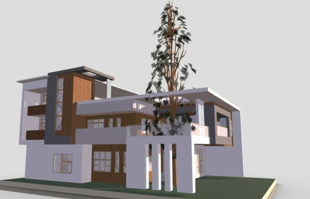 modern house architecture landscape 3d print model - Mito3D