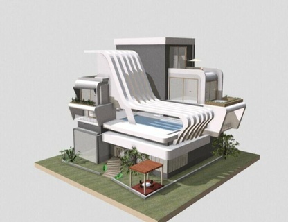 moderno casa 2 3d print model - Mito3D