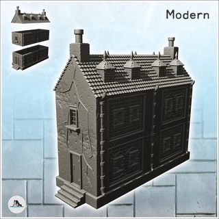 modern house spiked roof side entrance 10 - ww2 ww1 world war diaroma wargaming rpg building architecture tabletop miniatures scenery wargame game terrain accessories normandy western baroque contempory flames yankee walking crisis bolt 3d print model - Mito3D