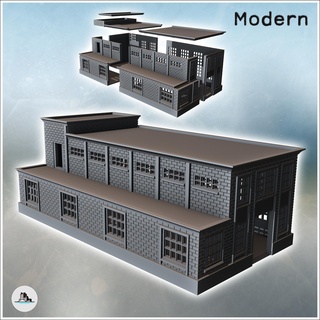 modern industrial brick building flat roofs large access door windows 15 - ww2 ww1 world war diaroma wargaming rpg mini hobby Game architecture tabletop miniatures scenery wargame game terrain accessories normandy west two contempory flames yankee walking crisis bolt 3d print model - Mito3D