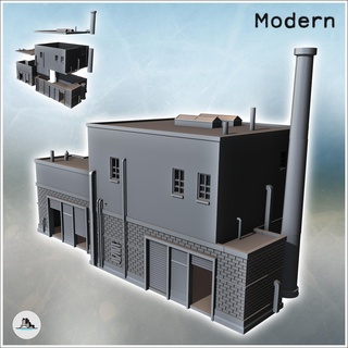 modern industrial building barricaded window chimney roll-up doors 6 - ww2 ww1 world war diaroma wargaming rpg mini hobby Game architecture tabletop miniatures scenery wargame game terrain accessories normandy west two contempory flames yankee walking crisis bolt 3d print model - Mito3D