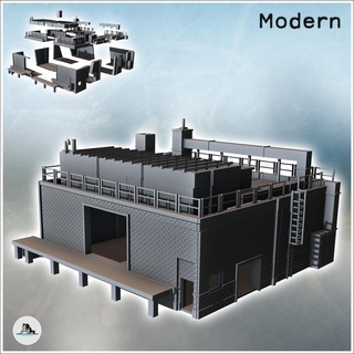 modern industrial building roof access ladder brick walls loading platform 14 - ww2 ww1 world war diaroma wargaming rpg mini hobby Game architecture tabletop miniatures scenery wargame game terrain accessories normandy west two contempory flames yankee walking crisis bolt 3d print model - Mito3D
