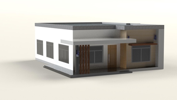moderno miniatura morada 1 64 escala contemporâneo casa modelo 3d print model - Mito3D