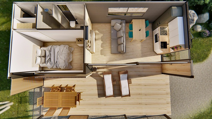 moderno mobile casa minuscolo vacanza glamping sketchup 3dmodel 3d print model - Mito3D