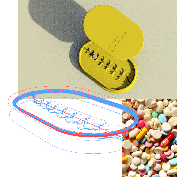 moderno pillola taglierina nonna anziani farmaco Salute vecchio gadget elegante minimalista 3D print model - Mito3D