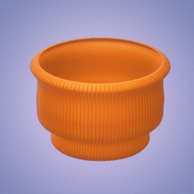 modern ribbed vase - 150mm height x 234mm diameter home interior design 3d printed large contemporary flower pot minimalist printable decoration textured decorative diy filament project centerpiece 3d print model - Mito3D