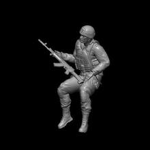 modern russian soldier sitting rifle thigh 3d print model - Mito3D