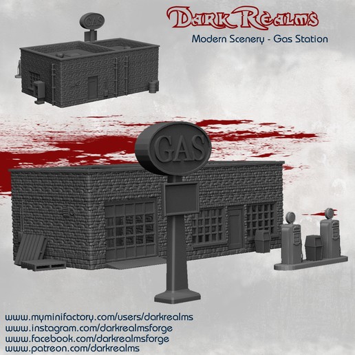 moderno paisaje de la estación gas juego dungeons & dragons d&d rpg mesa terreno marvel 3D print model - Mito3D