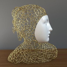 la escultura moderna de arquitectura oro plata alambre estatua 3d mujer femenino art interior decoración cuerpo estatuilla busto 3d print model - Mito3D