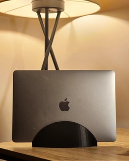 modern sleek double laptop holder Home mac macbook desk organisation setup desktop 3d print model - Mito3D