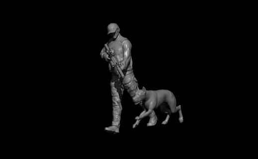 moderno soldado caminhando cão jogos brinquedos figura Vietnã guerra wwii militares Policial americano pára quedista Iraque equipe técnica Rússia Ucrânia 3d print model - Mito3D