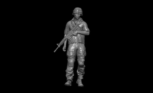 modern soldier walking gun us iraq hummer humvee seal russia ukraine army miniature wargames ww2 american ak sherman 3d print model - Mito3D