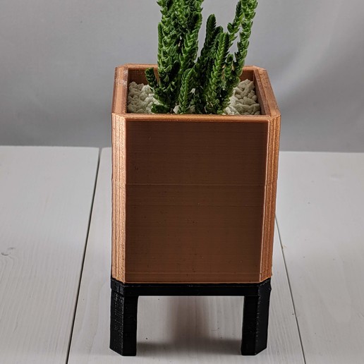 modern square copper planter home small indoor houseplants plant pot succulent 3D print model - Mito3D