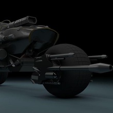 modified bat cycle batman mobile tank machine gun rocket launcher semi-machine laser sci-fi futuristic weapon low poly art toy 3d print model - Mito3D