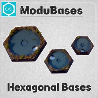 modubases hex bases Game wargames basing adaptor fantasy kings of war movement tray adapter miniatures tabletop game accessory base hexagon hexagonal 3d print model - Mito3D