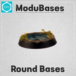 modubases round bases Game wargames basing adaptor fantasy kings of war movement tray adapter miniatures tabletop game accessory base circle aos 3d print model - Mito3D