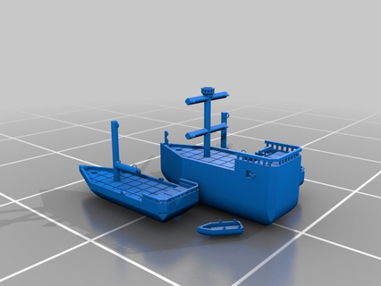 modular 28mm scale ships prison & patrol 28mmscale base miniatures adnd dnd miniature prop tiles rpg rpgs aid game sail ship toy 3d print model - Mito3D