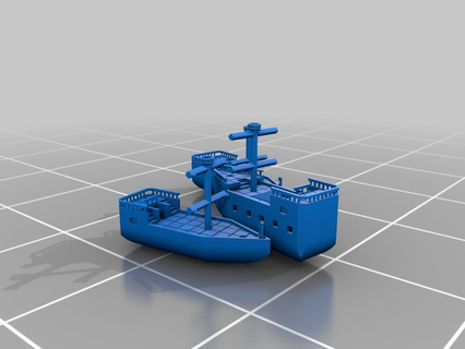 modular 28mm scale ships 28mmscale base miniature miniatures adnd battleship dnd prop tiles model models pathfinder rpg rpgs aid shattered ship tabletop vehicle vehicles watercraft toy 3d print model - Mito3D