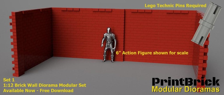 modular diorama fundo 6 açao figuras 1 12 escala tijolo impresso conjunto jogos neca rua cena brinquedo brinquedos acessórios 3d print model - Mito3D