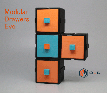 modüler çekmeceler Evo depolama modular drawers ofis atölye konteyner organizasyon birbirine geçmiş small parts hobi dekor desk organization workshop storage home decor çağdaş sıra ev düzenli bilimkurgu 3d printable 3d print model - Mito3D
