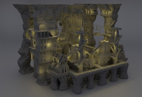 modular dwarf mine 28 mm tabletop terrain dwarf tabletop rpg dnd house medieval supportfree old stone foundry mine underground playable interior modular 28mm 25mm 15mm terrain wargame  3d print model - Mito3D