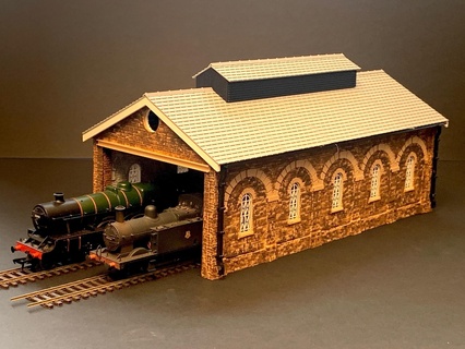 modular engine shed double track width length nicely detailed 00 h0 tt n tt120 railroad railway building locomotive 3drailprint 3d print model - Mito3D