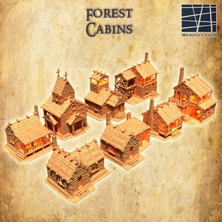 modular forest cabins 28 mm tabletop terrain rpg dnd house medieval supportfree old cabin log wood structure playable interior 28mm 25mm 15mm wargame 3d print model - Mito3D