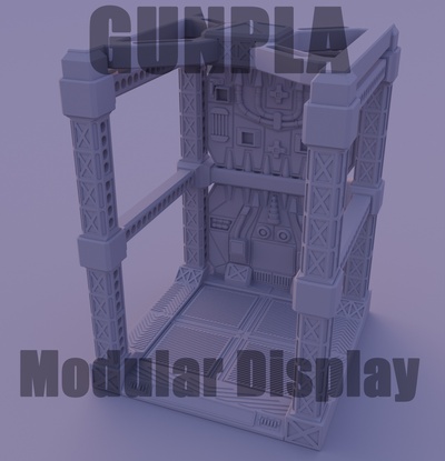 modular gunpla display hangar game gundam model scifi case kit 3d print model - Mito3D