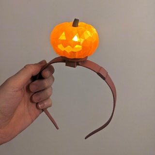 modular halloween headband head pumpkin haunted house tealight hair band 3d print model - Mito3D