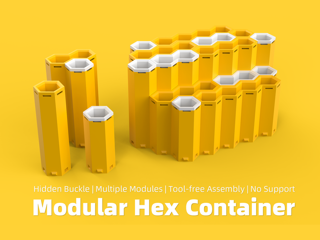 modulaire hexadécimal récipient Accueil maison boîte bureau hexagone chéri rayon miel stylo pencontainer titulaire soutien papeterie Bureau travail 3D print model - Mito3D