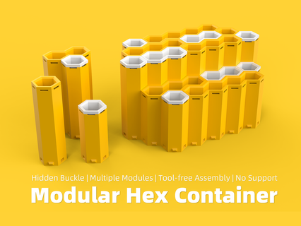 modular hex container Home box desk hexagon honey honeycomb pen pencontainer holder stationery office home work 3d print model - Mito3D