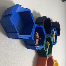 modular hexagonal display box dovetails art wall figurines figures dovetail 3d print model - Mito3D