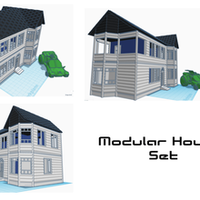 modular house set architecture buildings structures wargaming terrain model kit household diorama building 3d print model - Mito3D
