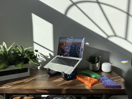 modular laptop riser stand decor functional office apple macbook organization 3d print model - Mito3D