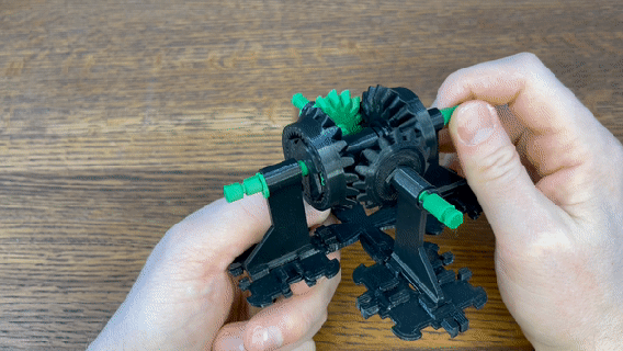 modular mechanics - two way one converter toy fidget mechanism mechanical series assembly kit moving 3d print model - Mito3D